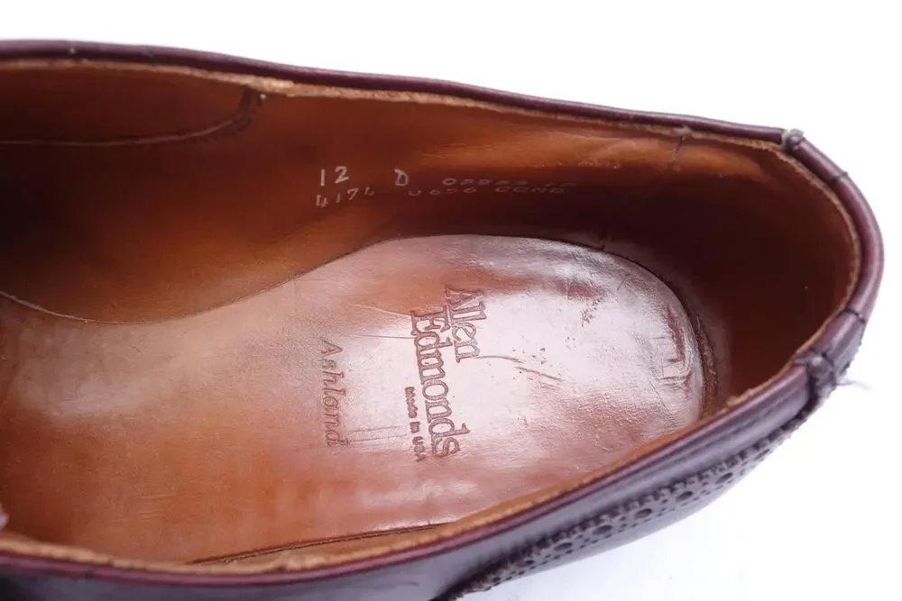 Allen Edmonds Ashland Shoes Mens Size 12 D Brown Leather Wingtip Brogue Derby